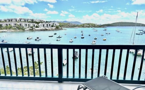 Private balcony overlooking Cowpet Bay