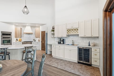 Coffee nook for the AM, wine fridge for the PM.