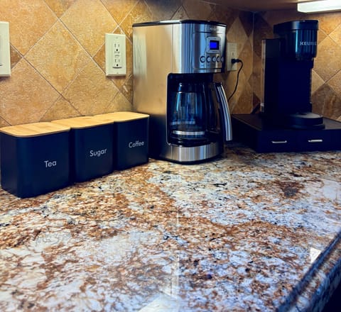 Complimentary coffee and tea with sugar and creamer provided