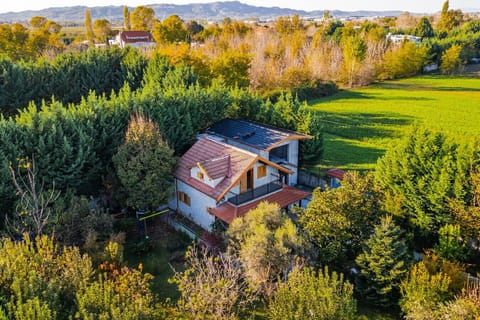 Building drone shot from the left