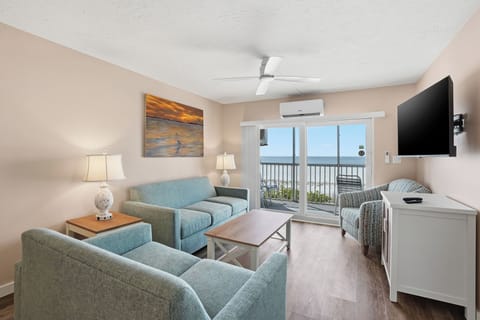 Deluxe Condo, 2 Bedrooms, Ocean View | Living area | 32-inch flat-screen TV with cable channels