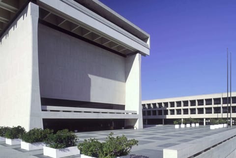 LBJ Presidential Library, This unadorned 10-story building, clad in cream Italian travertine, is the presidential library of Lyndon B. Johnson