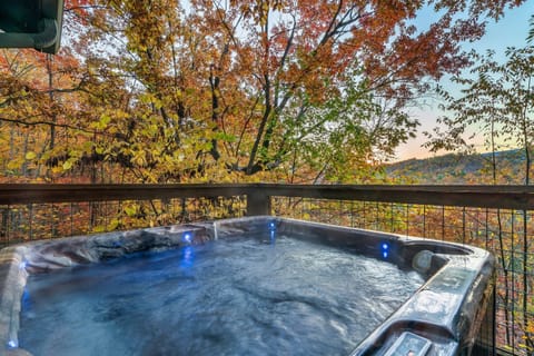 Secluded deck hot tub with mountain views — your quiet oasis for soaking