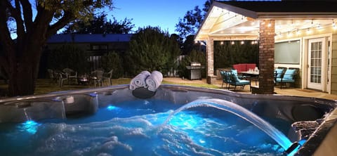 Hot Tub and Backyard