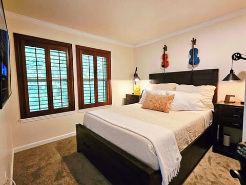 This is where you will sleep. a Private room with luxury mattress, fine linens, and blackout wood shutters. 