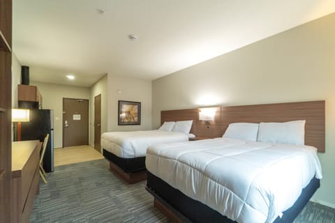 Room, 2 Queen Beds, Non Smoking | Desk, iron/ironing board (on request), WiFi (free), bed sheets