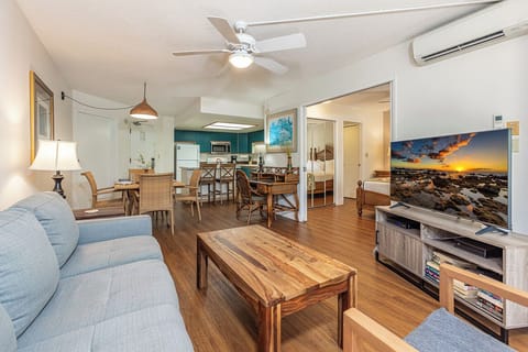 Contemporary living space designed for relaxing or working