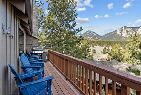 Take in sweeping mountain views from the deck — the perfect spot for coffee at sunrise or wine at sunset