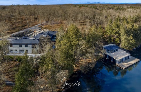 Secluded lakeside retreat with private dock and forest views
