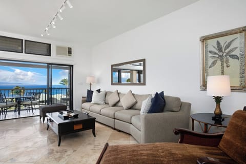 Spacious ocean-view living room with tropical elegance and plush comfort. KRV-2912