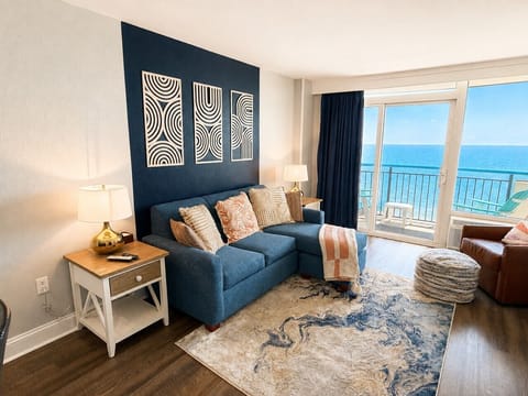 A beachfront living room that feels like a designer showcase