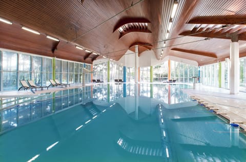 Indoor pool, outdoor pool, open 10:00 AM to 6:00 PM, pool umbrellas