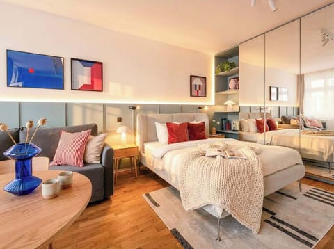 Beautiful bright apartment with huge mirrors and windows