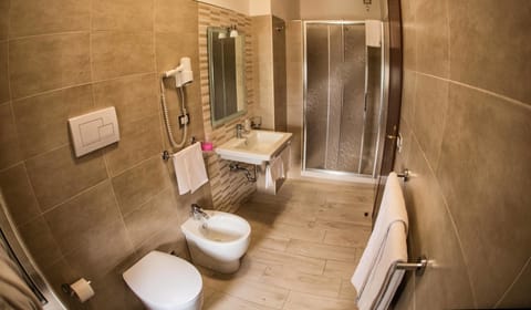 Free toiletries, hair dryer, bidet, towels