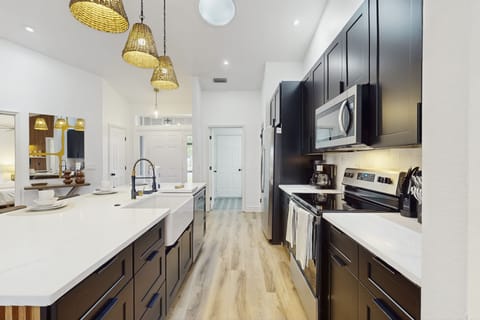 Plenty of counter space and a kitchen island