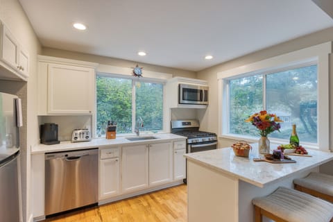 Bright, fully-equipped kitchen.
