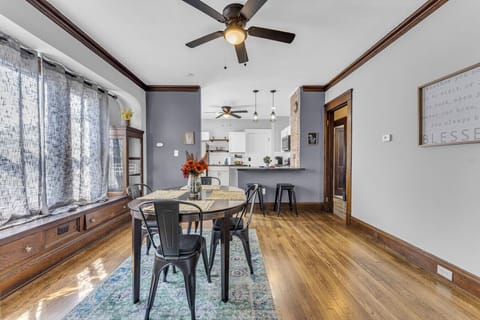 Bright dining space perfect for lingering meals in soft daylight.