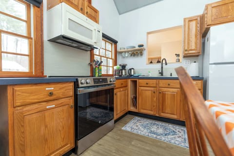 The kitchen is always sanitized and spotlessly clean for each guest, we take great pride providing our guests a smooth experience at our property.