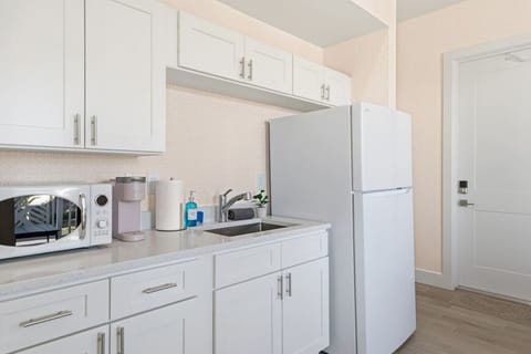 Stylish mini kitchen with thoughtful touches.