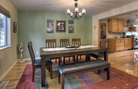 Spacious dining area with comfortable seating for the whole group.