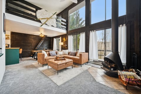Cozy living room with great views from the large windows