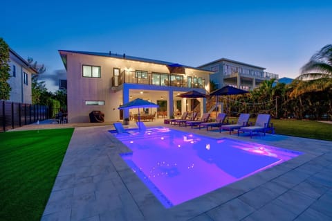 Sunset view of the pool