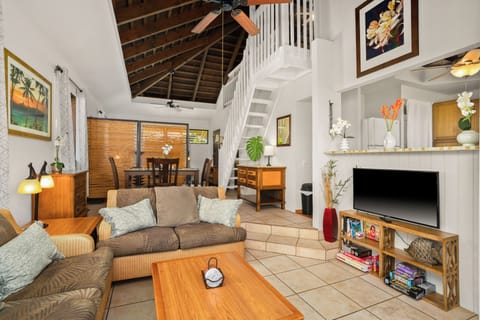 Living room with stairs to loft