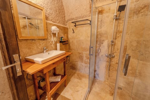Deluxe Room | Bathroom | Shower, rainfall showerhead, designer toiletries, hair dryer