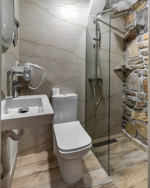 Business Room | Bathroom | Shower, hair dryer, slippers, towels