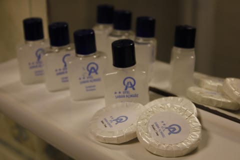 Shower, free toiletries, hair dryer, slippers