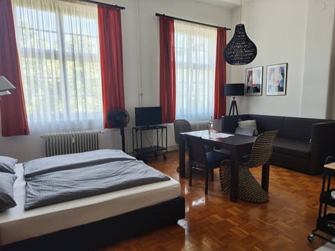 Cozy studio with dining area and sofa bed