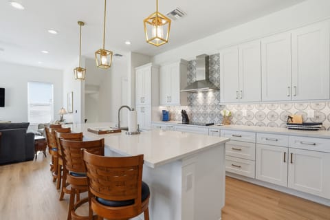 Cook comfortably in the fully stocked full kitchen with all the essentials - from pots/pans, baking sheets, cutting boards, blender, and more! 