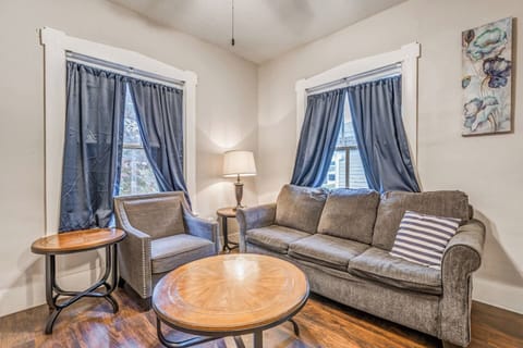Relax with a warm lamp-lit glow and unwind in this inviting corner of the living room.