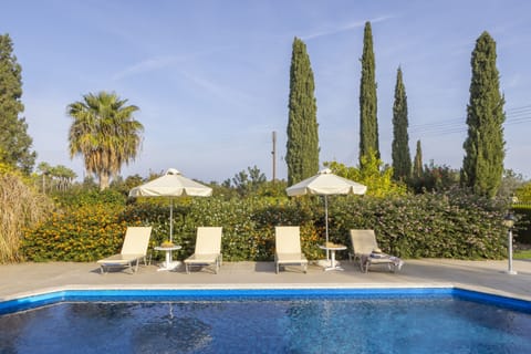 View over the pool from the villa