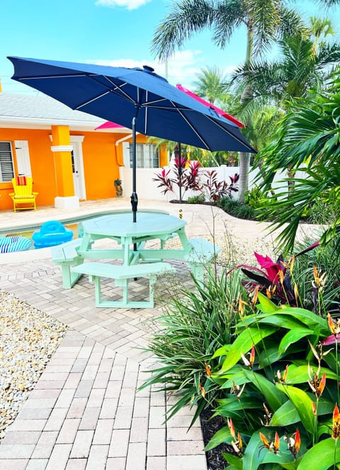 Inviting poolside dining area, poolside dining at its best.”