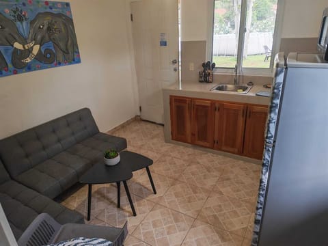 Apartment, Garden View, Garden Area | Private kitchen | Dining table