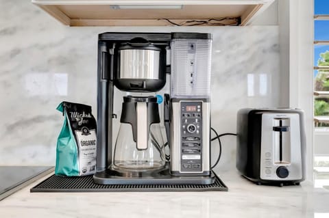 Morning-Ready Coffee Station with Fresh Beans and Modern Brewer