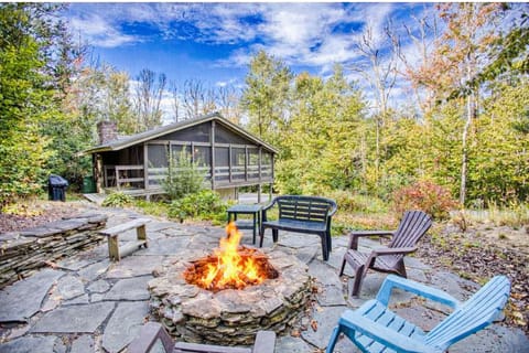 Stone fire pit & patio - Cozy fire pit nights under the trees