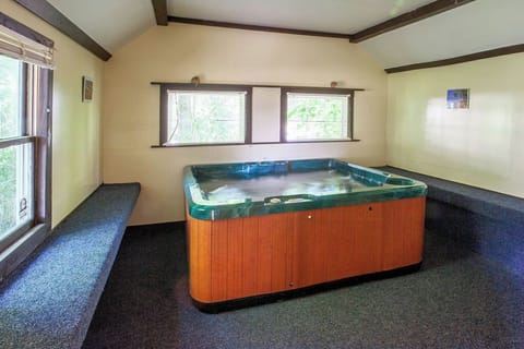 Hot tub located in the milk house of our barn
