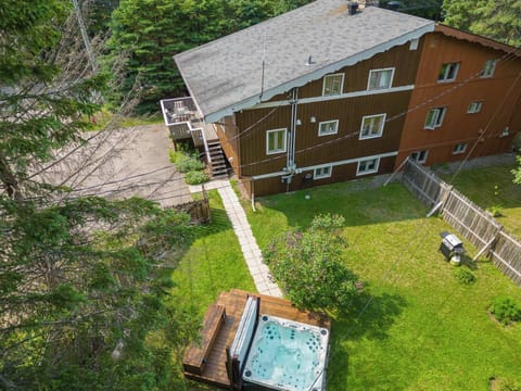     Elevated view of the chalet and spacious outdoor grounds