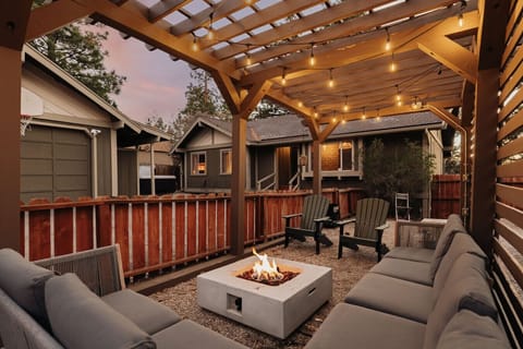 Cozy fireplace with ample seating and enjoying