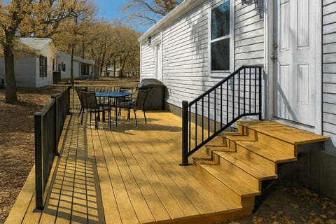 Nice deck with patio furniture to enjoy your stay
