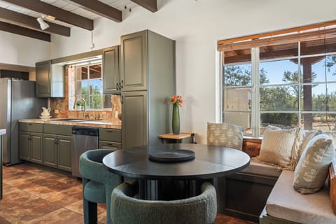 The breakfast nook is generous in size.