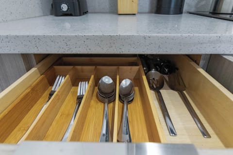 Mini-fridge, microwave, stovetop, cookware/dishes/utensils