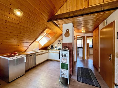 Wood, Ceiling, Interior Design, Flooring, Furniture, Floor, Room, Home, Kitchen, Chair