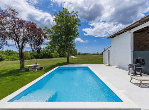 Swimming Pool, Composite Material, Outdoor Furniture, Shade, Concrete, Estate, Backyard, Courtyard, Flagstone, Chair