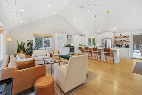 A bright gathering space where cooking, lounging, and living come together.