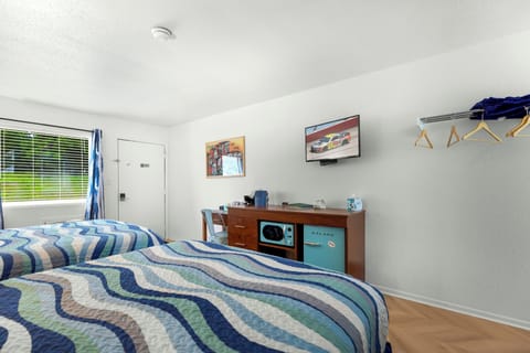 Deluxe Room, 2 Queen Beds, Non Smoking, Refrigerator & Microwave  | Desk, laptop workspace, free WiFi, bed sheets