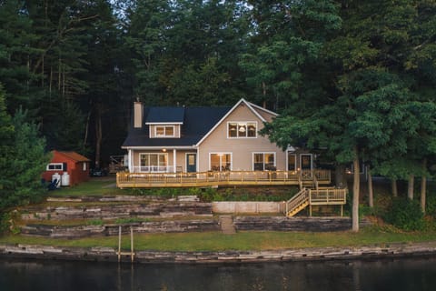 Riverfront Cabin with an expansive deck in the Adirondacks