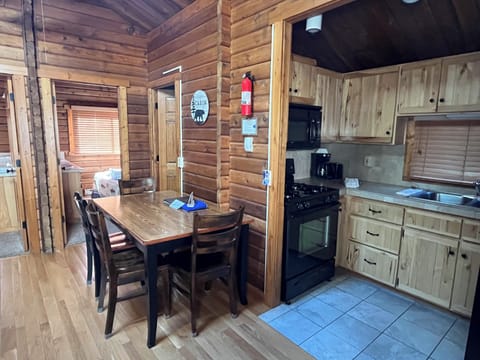 Dining table and kitchen